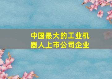 中国最大的工业机器人上市公司企业