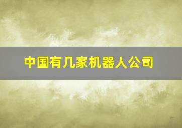 中国有几家机器人公司