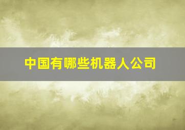 中国有哪些机器人公司