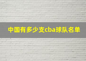 中国有多少支cba球队名单