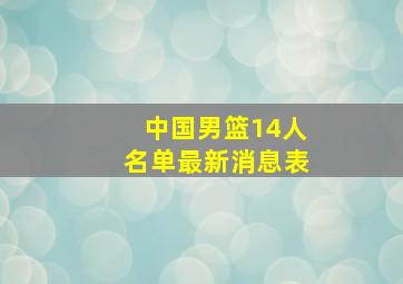 中国男篮14人名单最新消息表