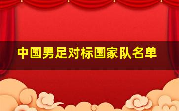 中国男足对标国家队名单