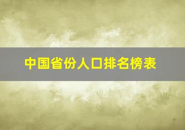 中国省份人口排名榜表