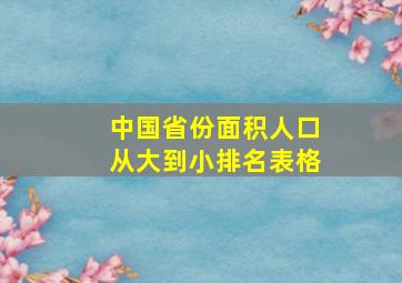 中国省份面积人口从大到小排名表格