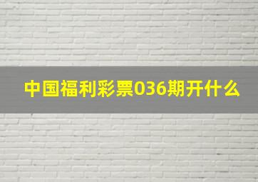 中国福利彩票036期开什么