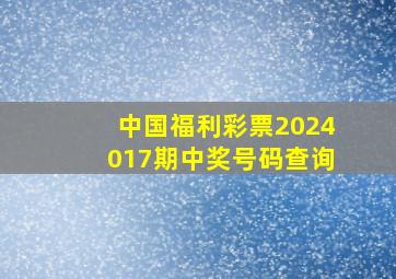 中国福利彩票2024017期中奖号码查询