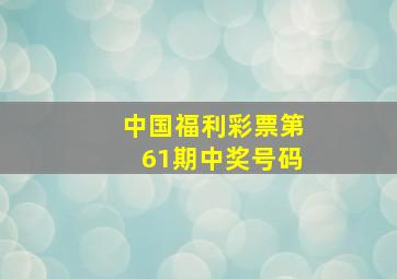 中国福利彩票第61期中奖号码