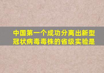 中国第一个成功分离出新型冠状病毒毒株的省级实验是