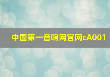 中国第一音响网官网cA001