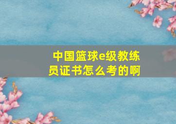 中国篮球e级教练员证书怎么考的啊