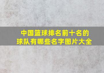 中国篮球排名前十名的球队有哪些名字图片大全