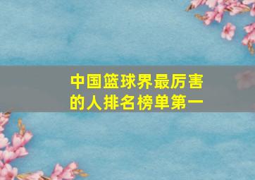 中国篮球界最厉害的人排名榜单第一