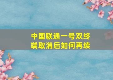 中国联通一号双终端取消后如何再续