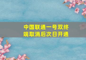 中国联通一号双终端取消后次日开通