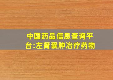 中国药品信息查询平台:左肾囊肿冶疗药物