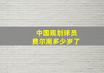 中国规划球员费尔南多少岁了