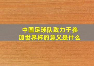 中国足球队致力于参加世界杯的意义是什么