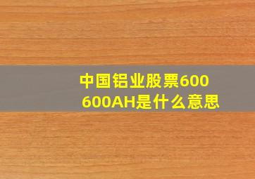 中国铝业股票600600AH是什么意思