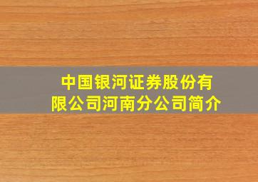 中国银河证券股份有限公司河南分公司简介