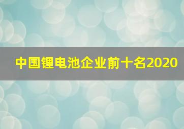 中国锂电池企业前十名2020