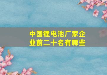 中国锂电池厂家企业前二十名有哪些