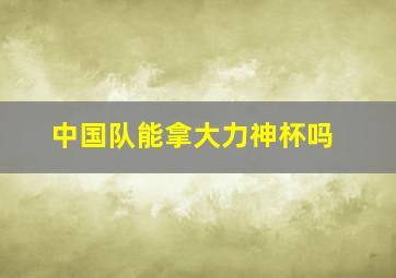 中国队能拿大力神杯吗