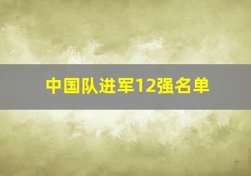 中国队进军12强名单