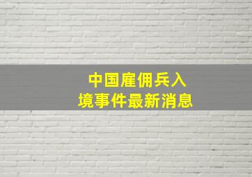 中国雇佣兵入境事件最新消息