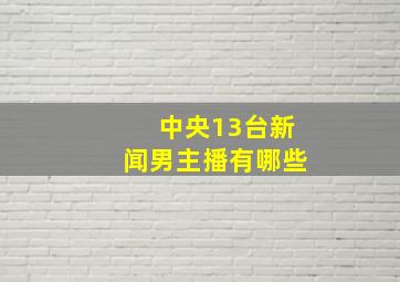 中央13台新闻男主播有哪些