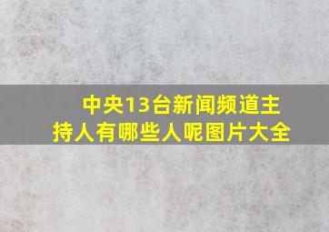 中央13台新闻频道主持人有哪些人呢图片大全