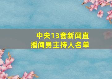 中央13套新闻直播间男主持人名单