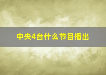 中央4台什么节目播出