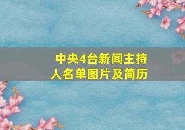 中央4台新闻主持人名单图片及简历