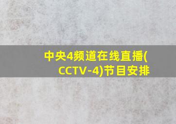 中央4频道在线直播(CCTV-4)节目安排