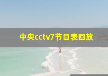 中央cctv7节目表回放