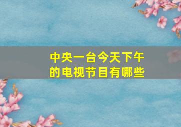 中央一台今天下午的电视节目有哪些