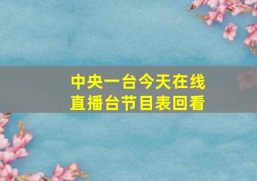 中央一台今天在线直播台节目表回看