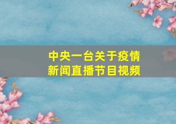 中央一台关于疫情新闻直播节目视频