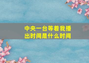 中央一台等着我播出时间是什么时间