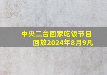 中央二台回家吃饭节目回放2024年8月9凡