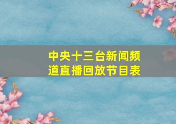 中央十三台新闻频道直播回放节目表