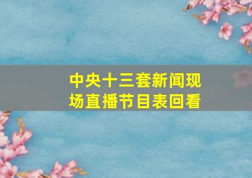 中央十三套新闻现场直播节目表回看