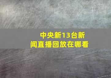 中央新13台新闻直播回放在哪看