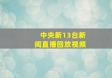 中央新13台新闻直播回放视频