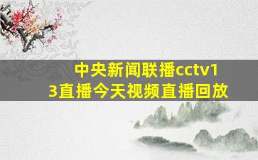 中央新闻联播cctv13直播今天视频直播回放