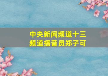 中央新闻频道十三频道播音员郑子可