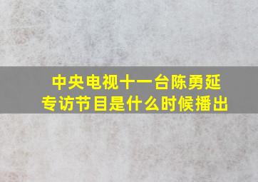 中央电视十一台陈勇延专访节目是什么时候播出