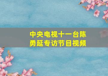 中央电视十一台陈勇延专访节目视频