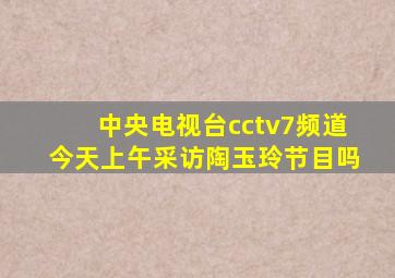 中央电视台cctv7频道今天上午采访陶玉玲节目吗