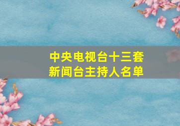 中央电视台十三套新闻台主持人名单